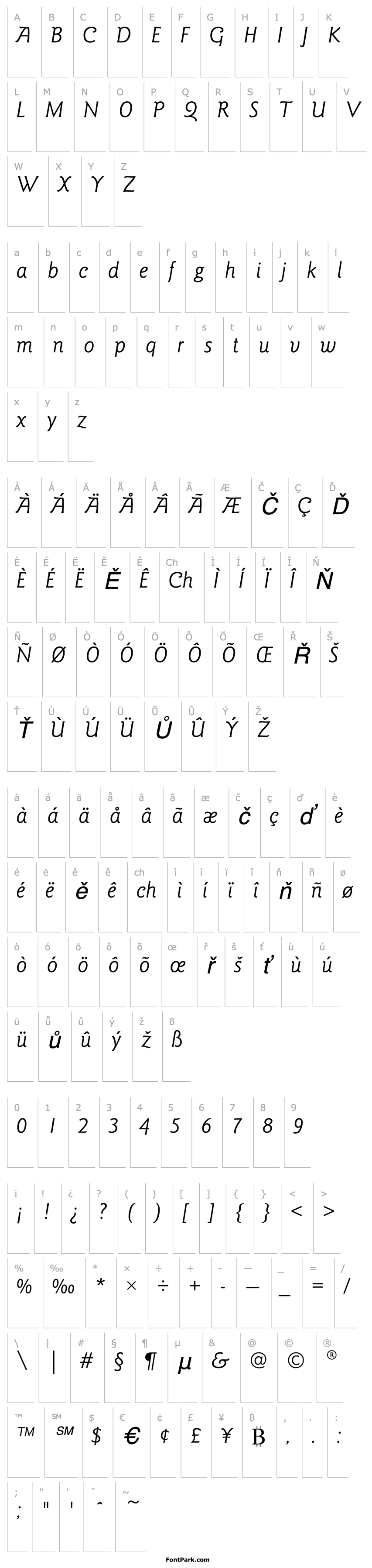 Overview GoudySansEF-BookItalic