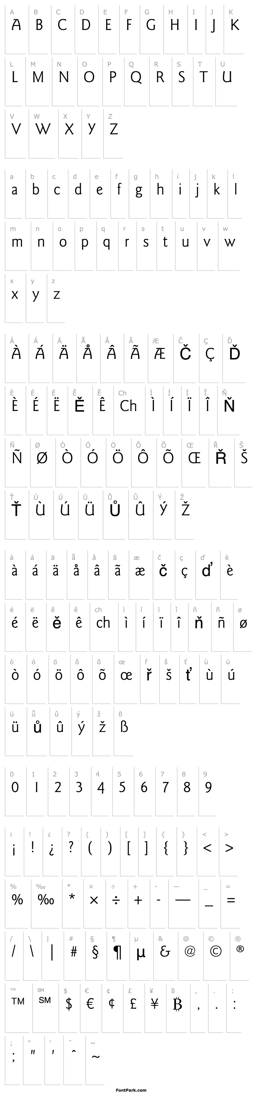 Overview GoudySansLT-Book