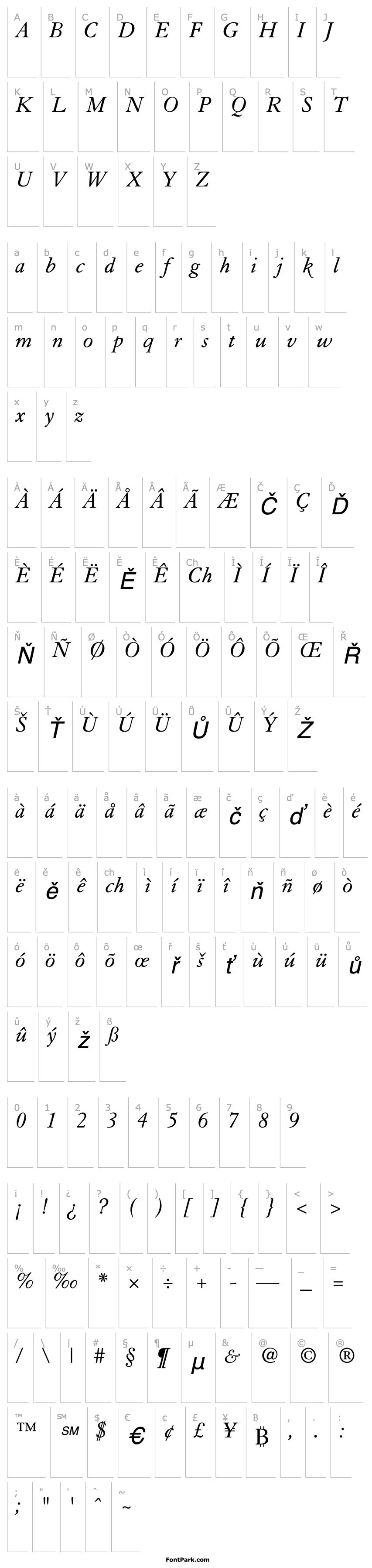 Overview Granjon-Italic