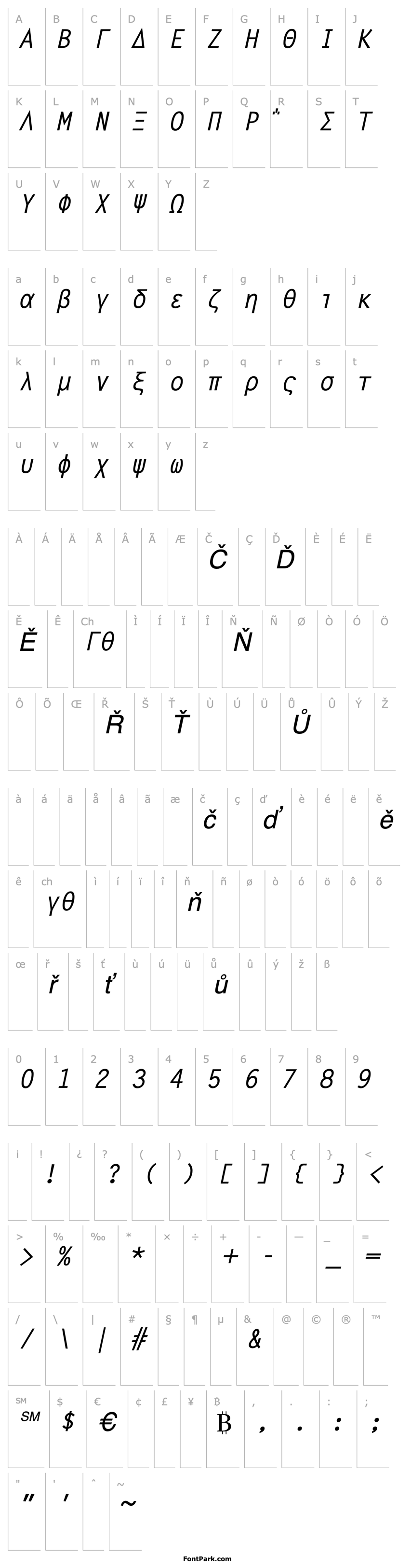 Overview GreekSansFixedWidth Italic