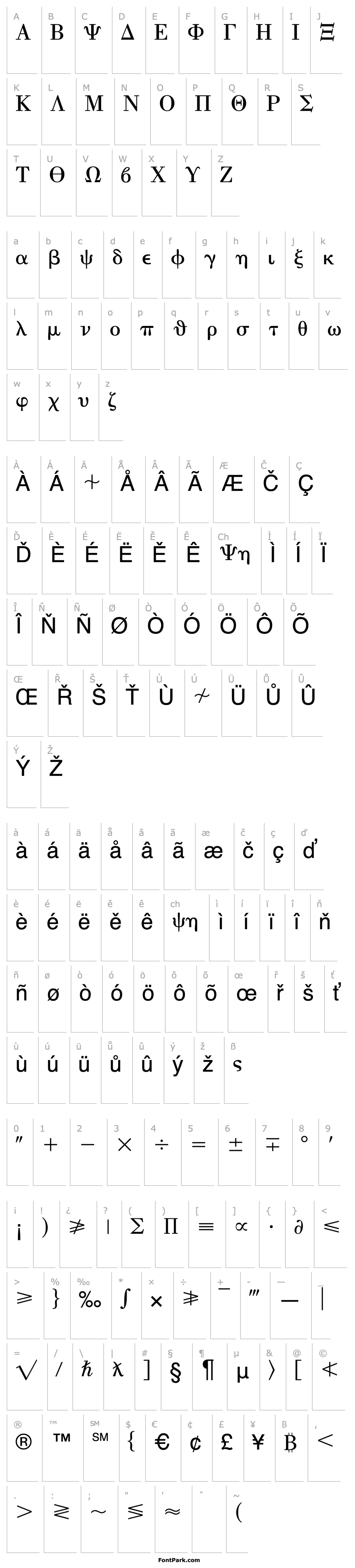 Přehled GreekType-Regular