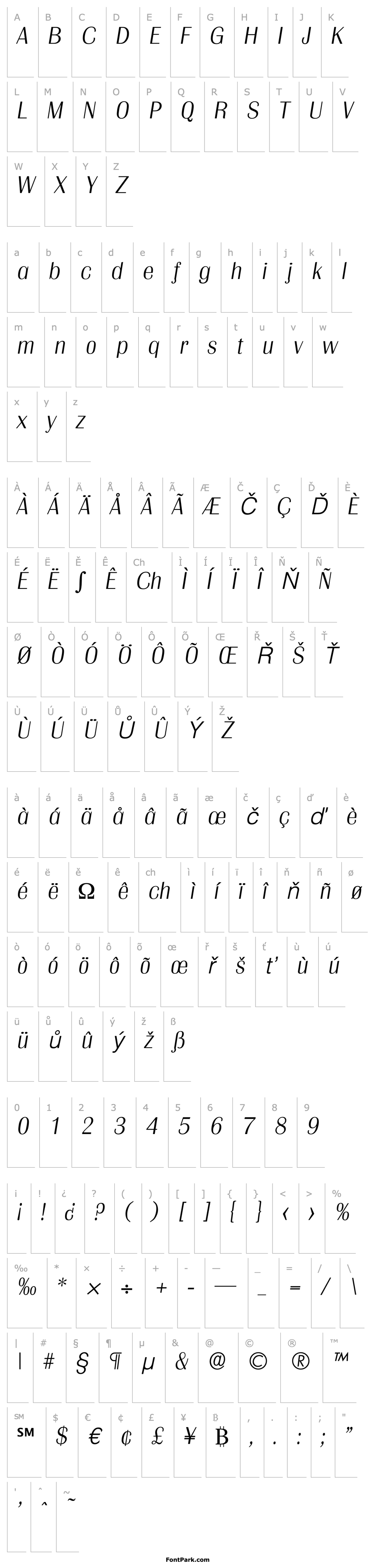 Přehled Grenoble-Serial-ExtraLight-RegularItalic