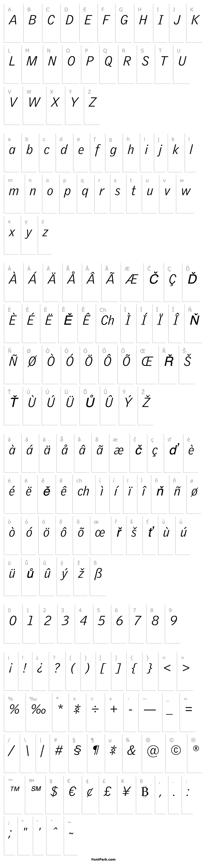 Overview GriffithGothic-LightItalic