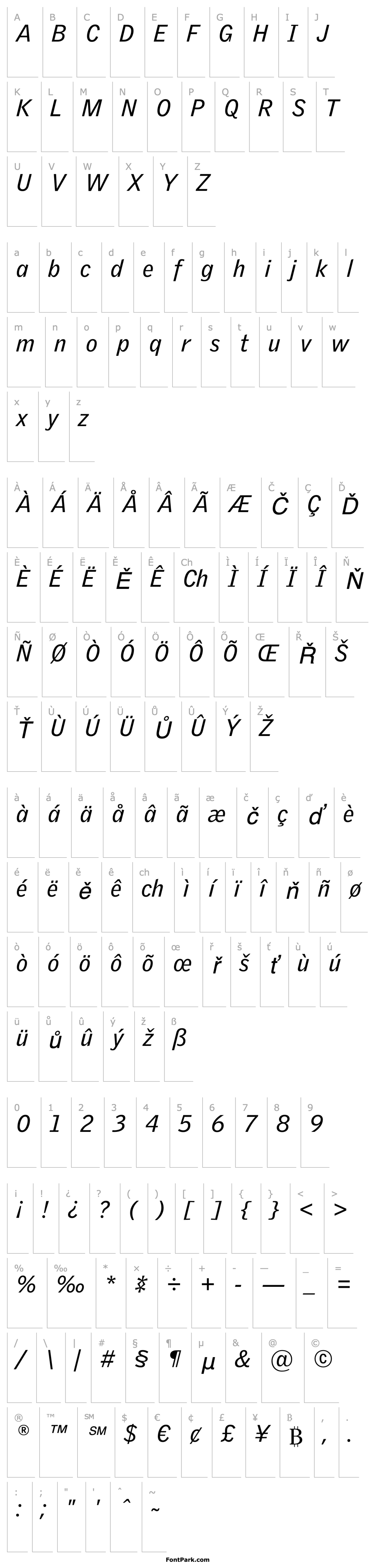 Overview GriffithGothic Regular Italic