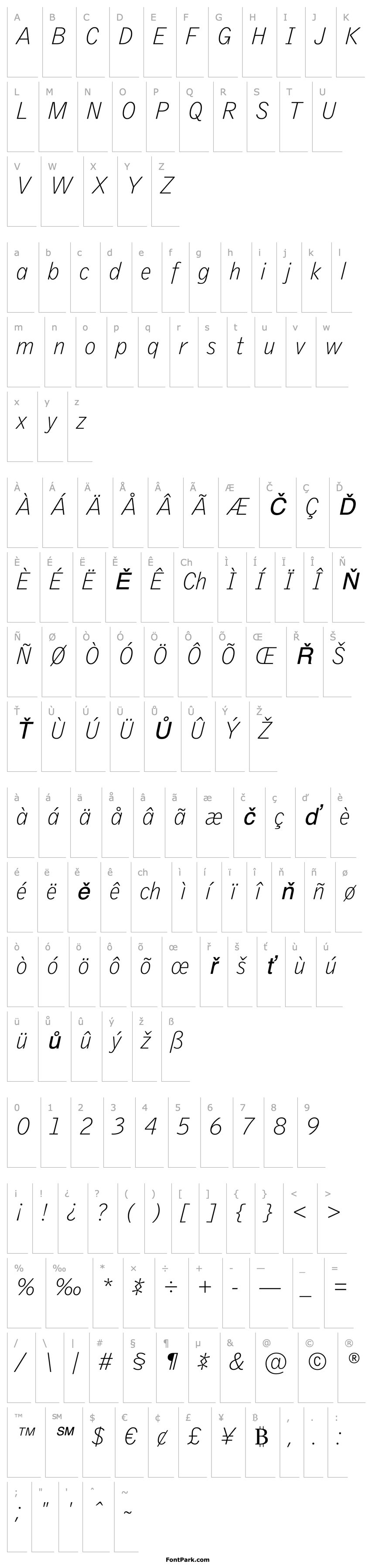 Overview GriffithGothic-ThinItalic