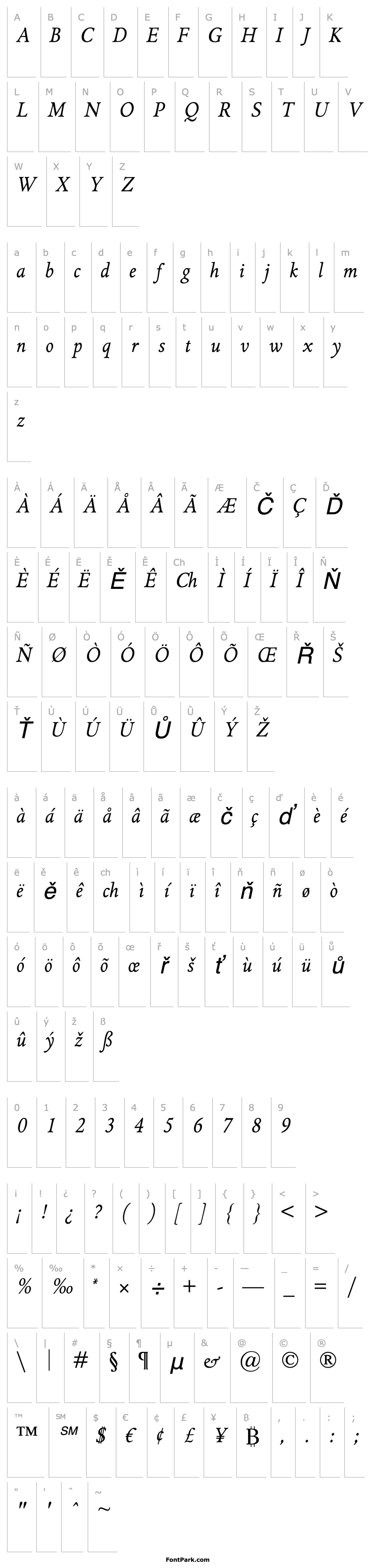 Přehled GriffoClassico Italic