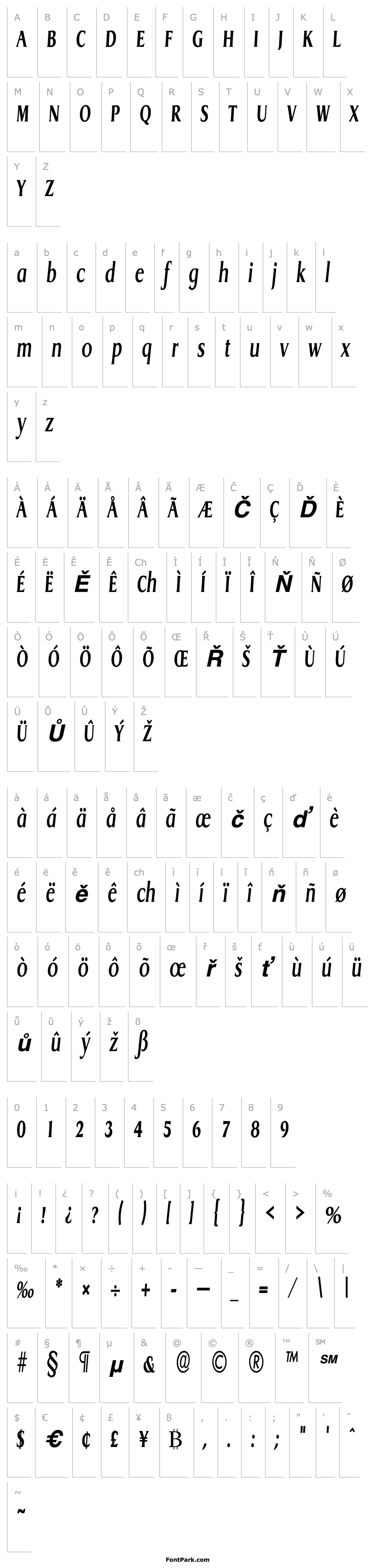 Overview GriffonCondensed Bold Italic