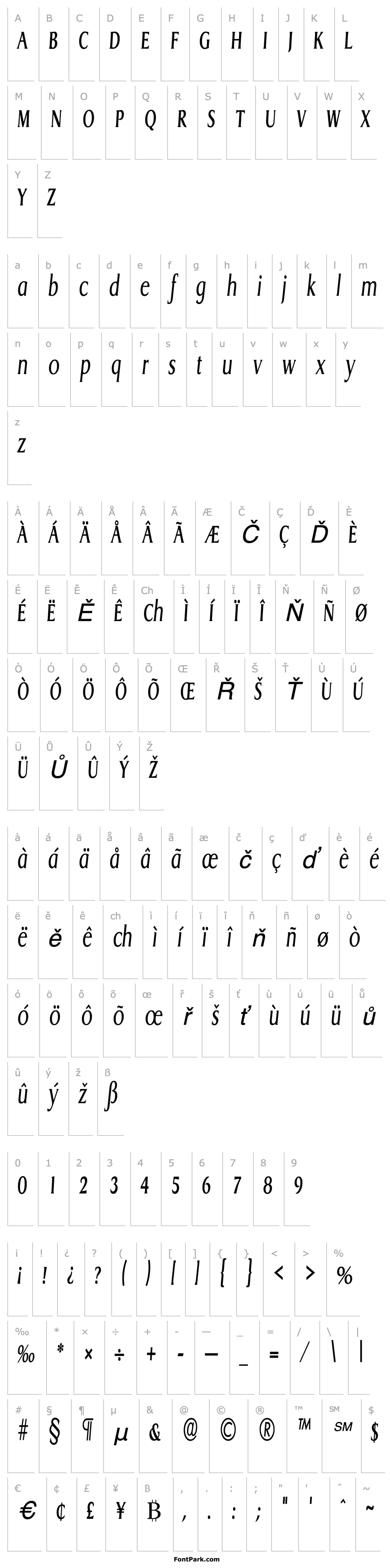 Overview GriffonCondensed Italic