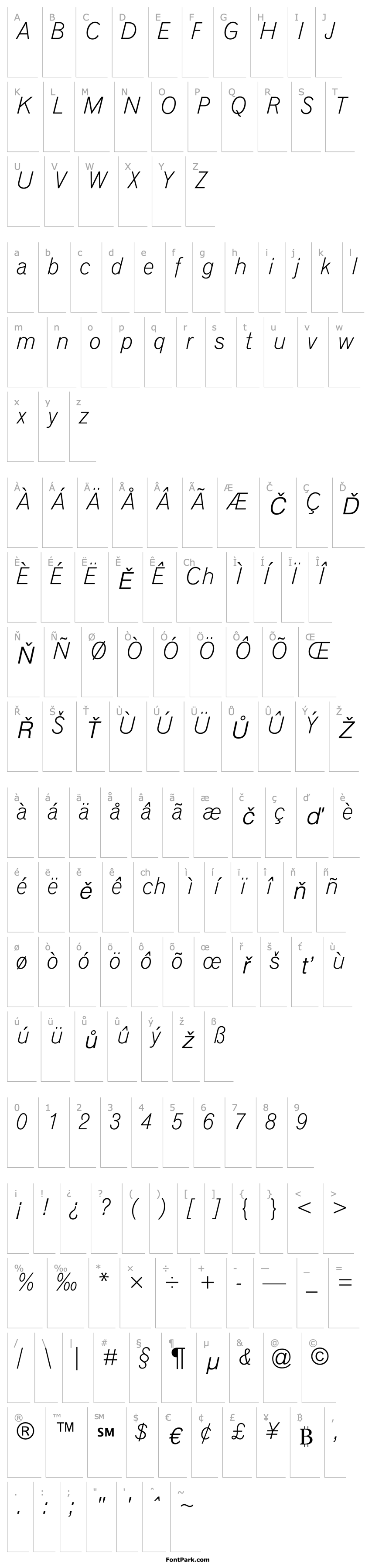 Overview GrotesqueMT-Light Italic