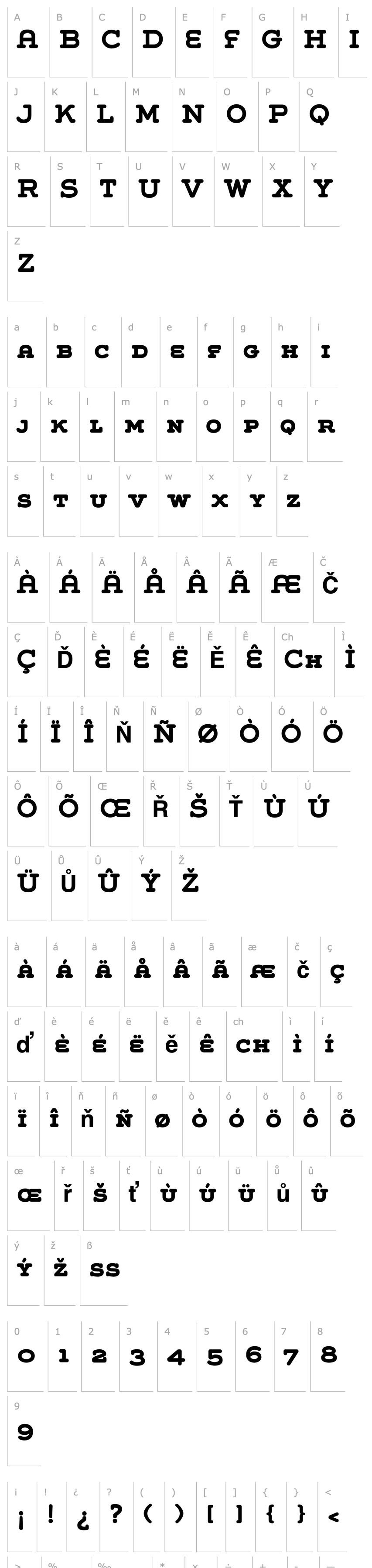 Přehled Grover Slab Caps Bold