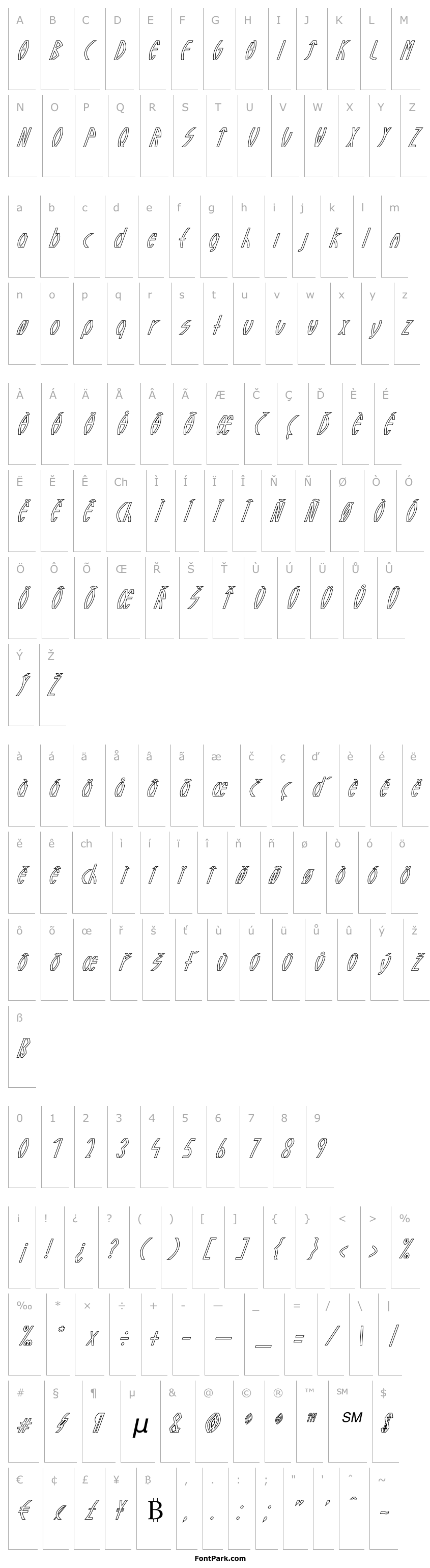 Přehled Guazhiru Italic Outlined