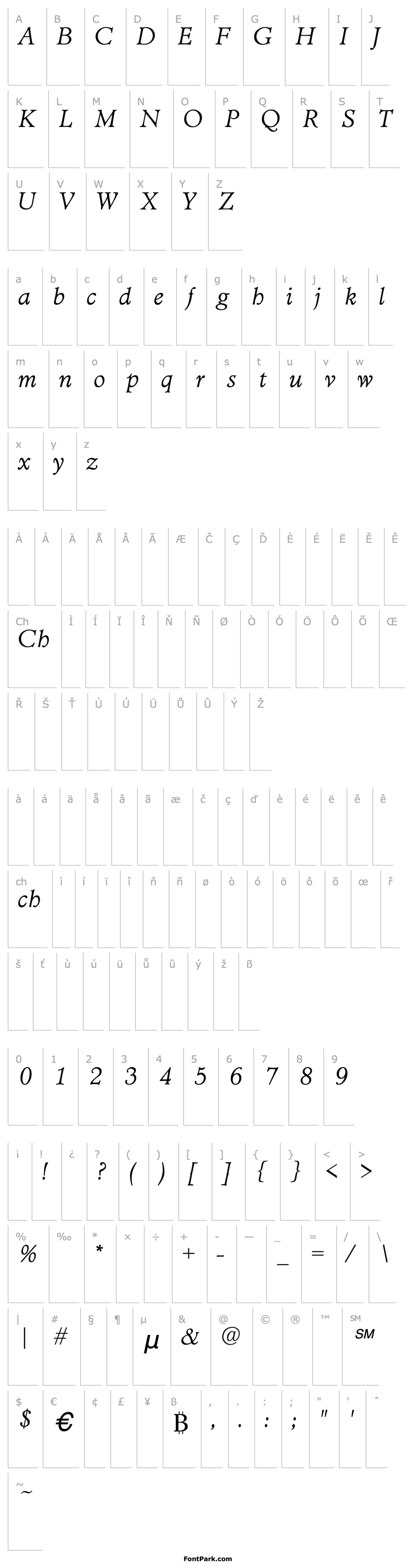 Přehled Gutenburg Thin Italic 