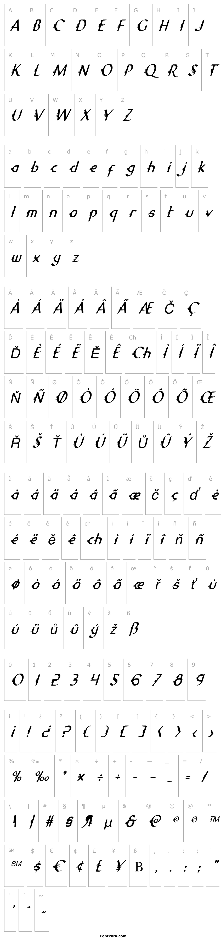 Přehled Gypsy Road Condensed Italic