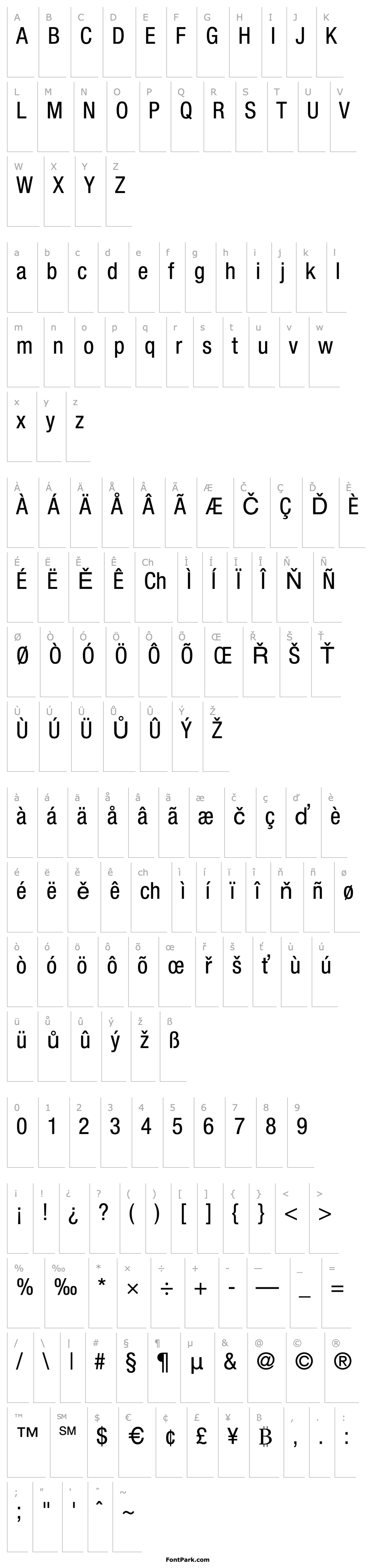 Overview HelveticaNeue-Condensed