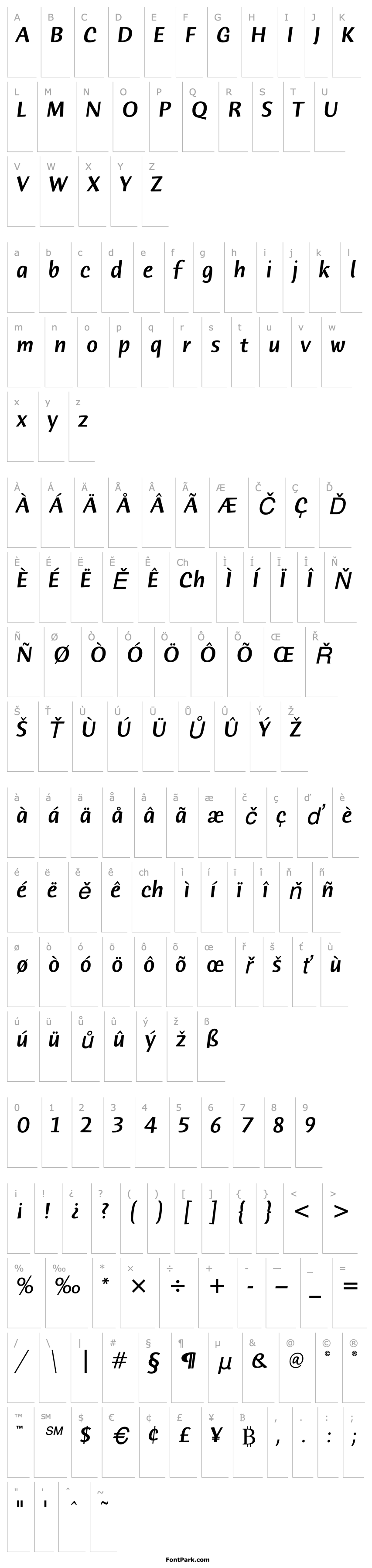 Overview HumanaSansITC-MediumItalic