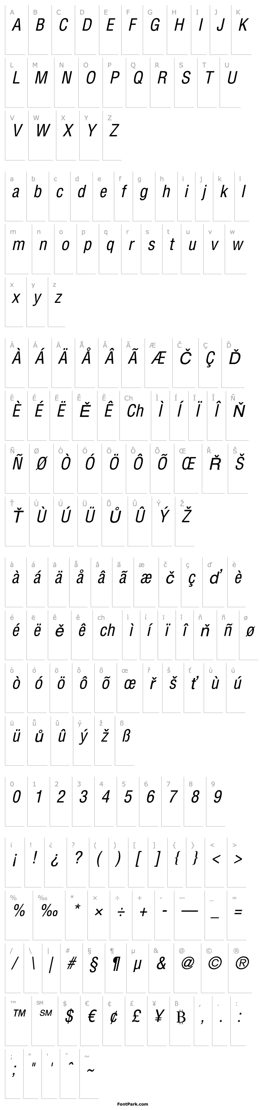 Overview Helvetica-Condensed-Oblique