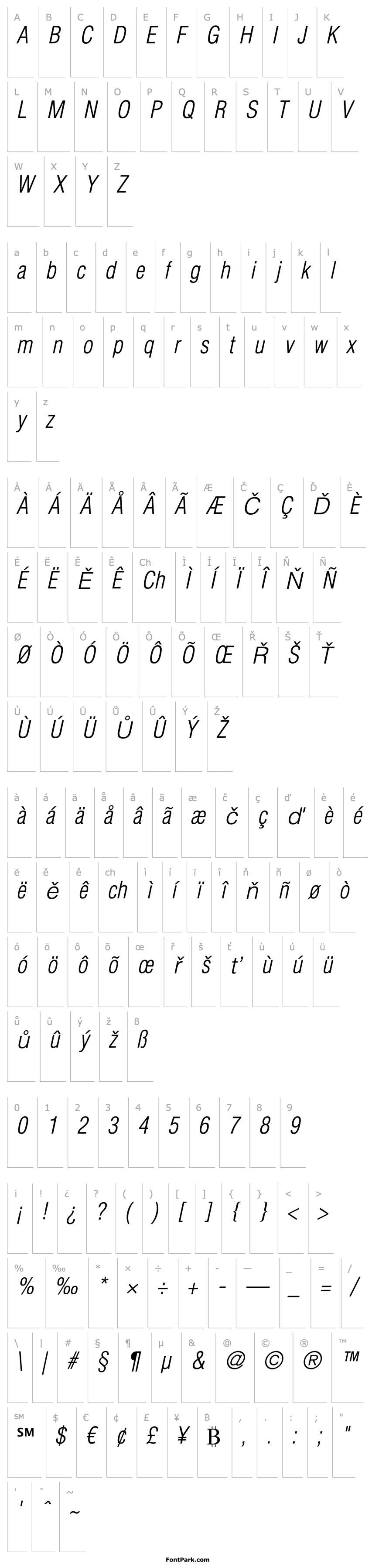 Overview Helvetica-Condensed-LightObl