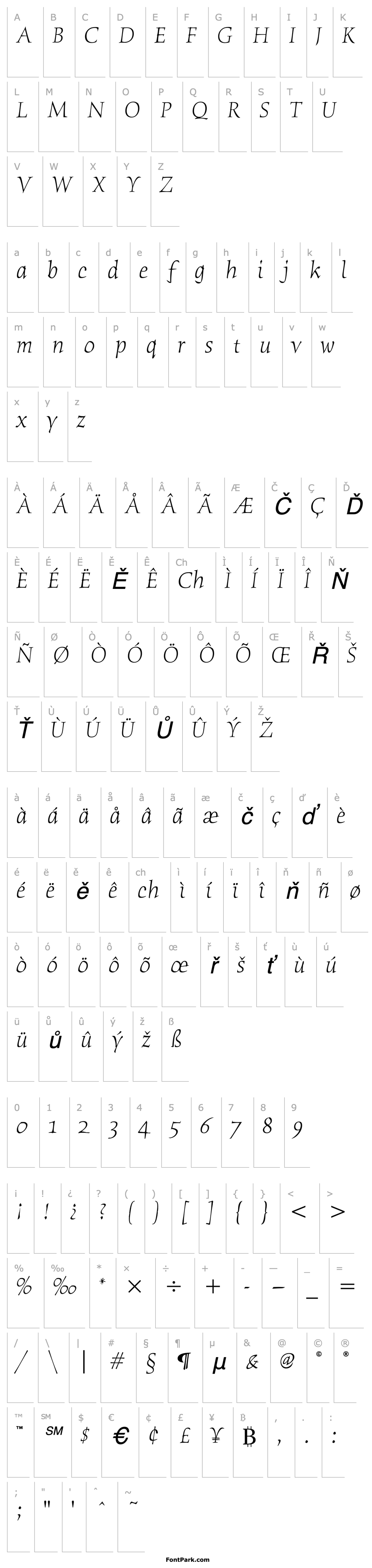 Overview HumanaSerifITC-LightItalic