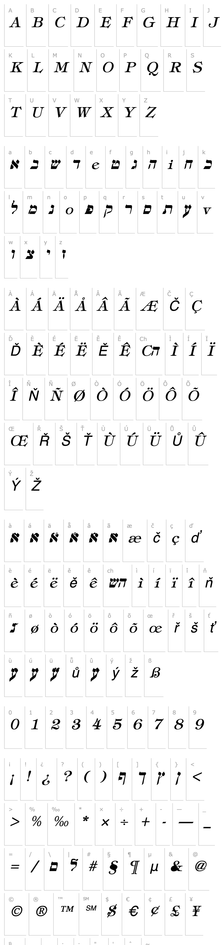 Přehled Hebrew Italic