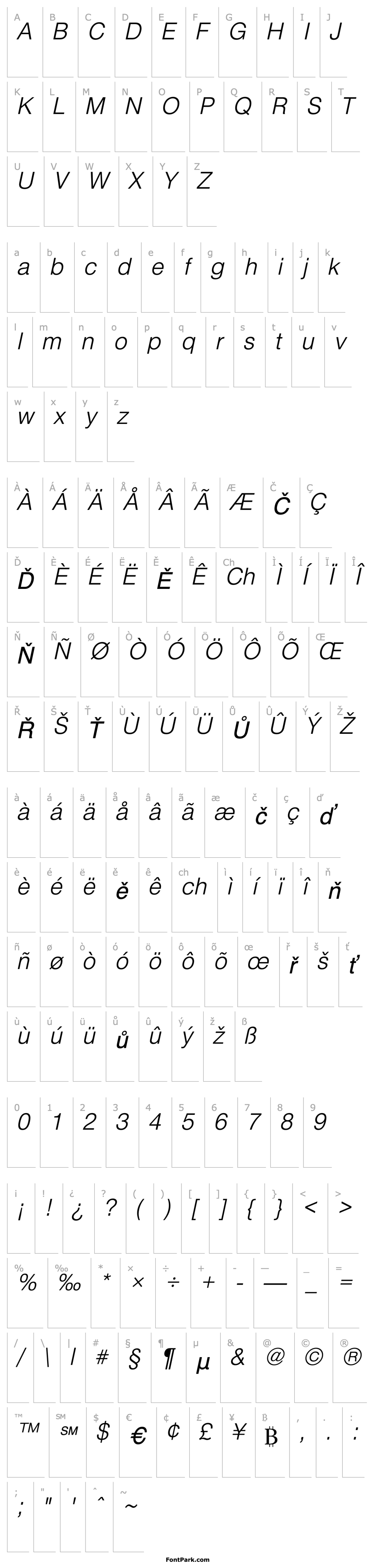 Overview Helvetica Light Oblique