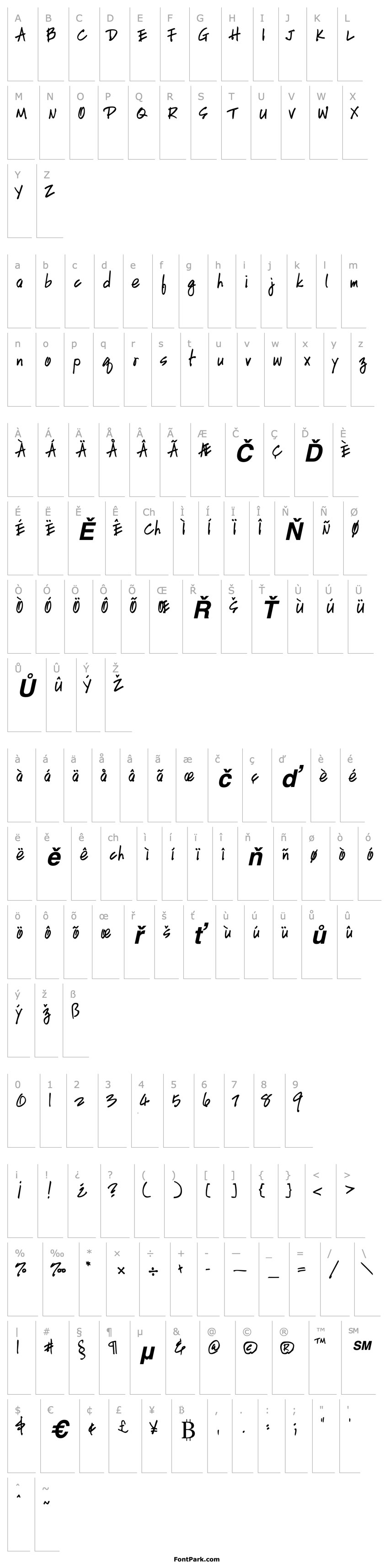 Přehled HandScriptLefty Bold Italic