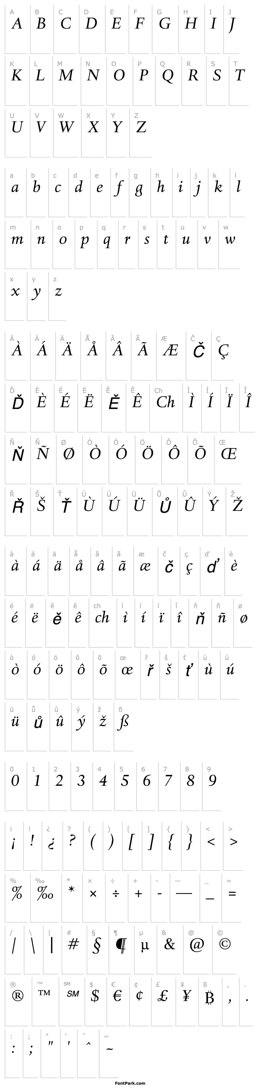 Overview HaarlemmerMTStd-Italic