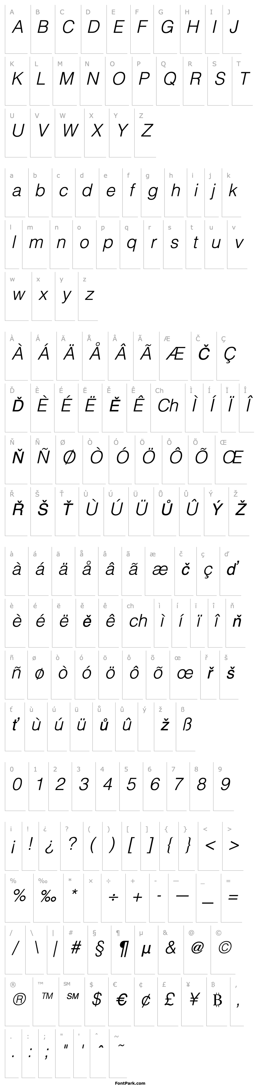 Overview Hallmarke Light Italic