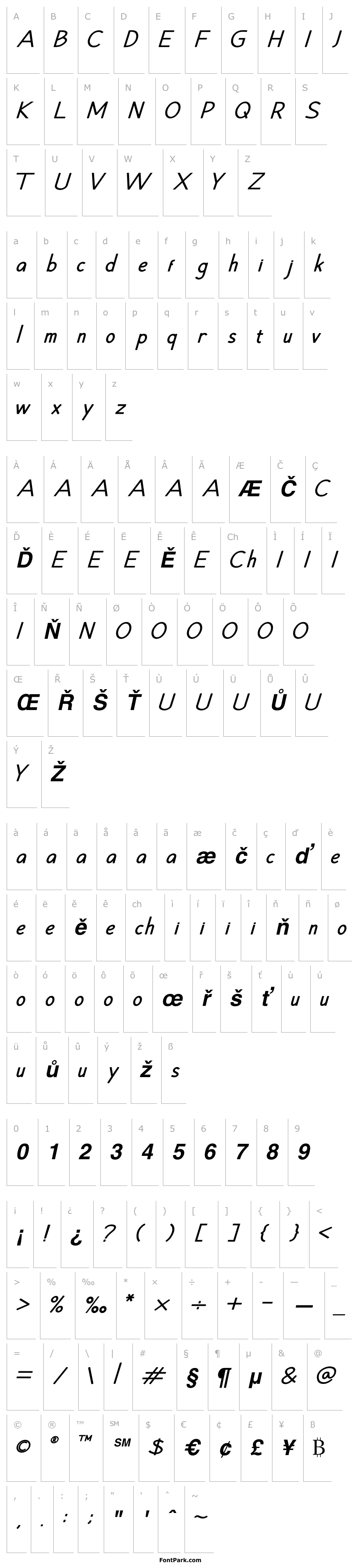 Přehled Hansville Bold Italic