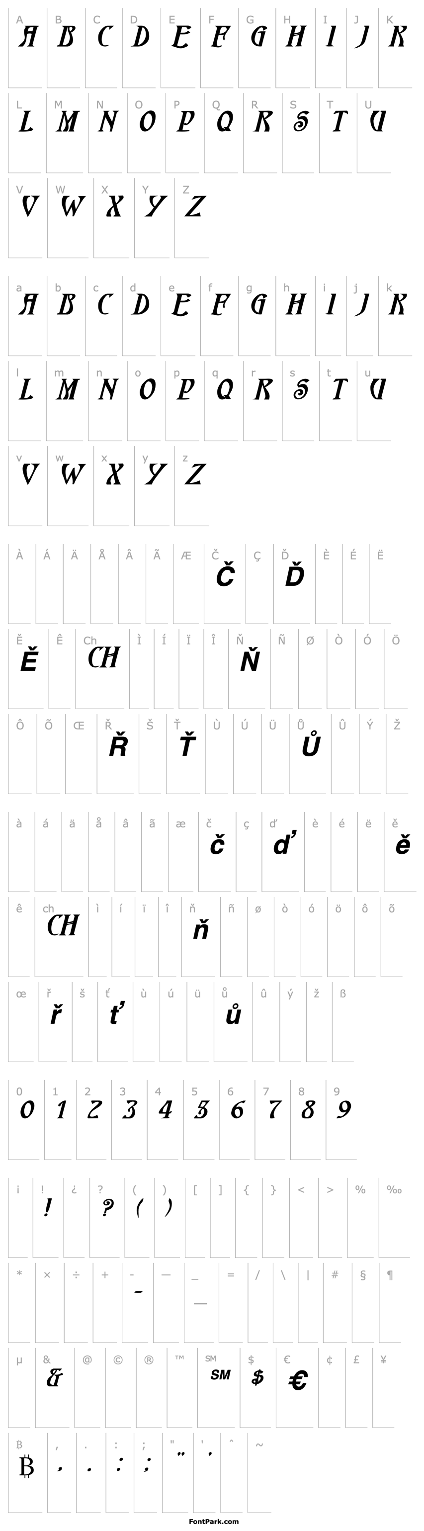 Overview HardinCapsWide Bold Italic