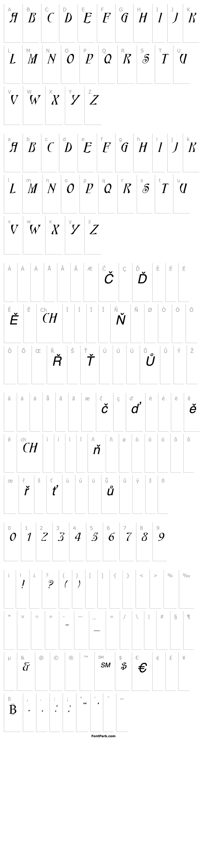 Přehled HardinCapsWide Italic