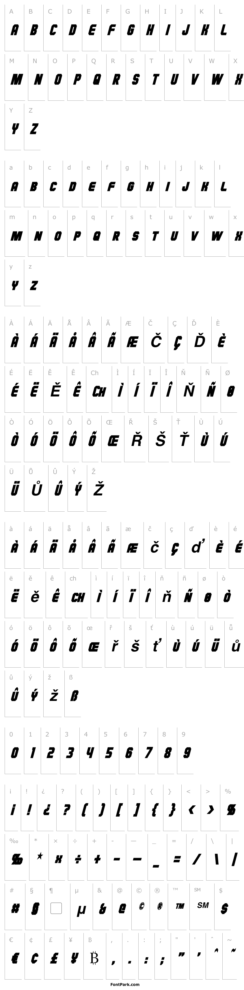 Přehled Hauser Condensed Bold Italic