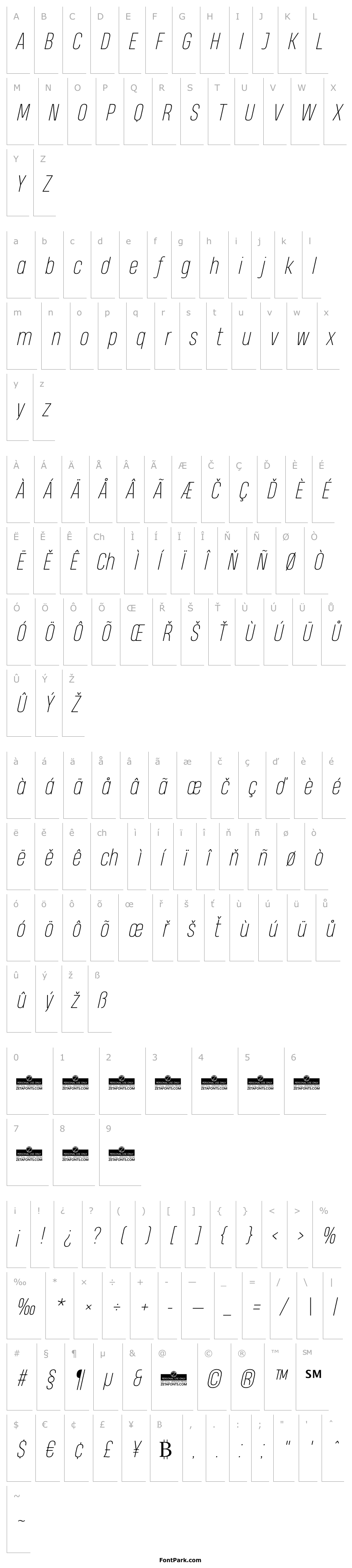 Přehled Heading Pro Trial Thin Italic