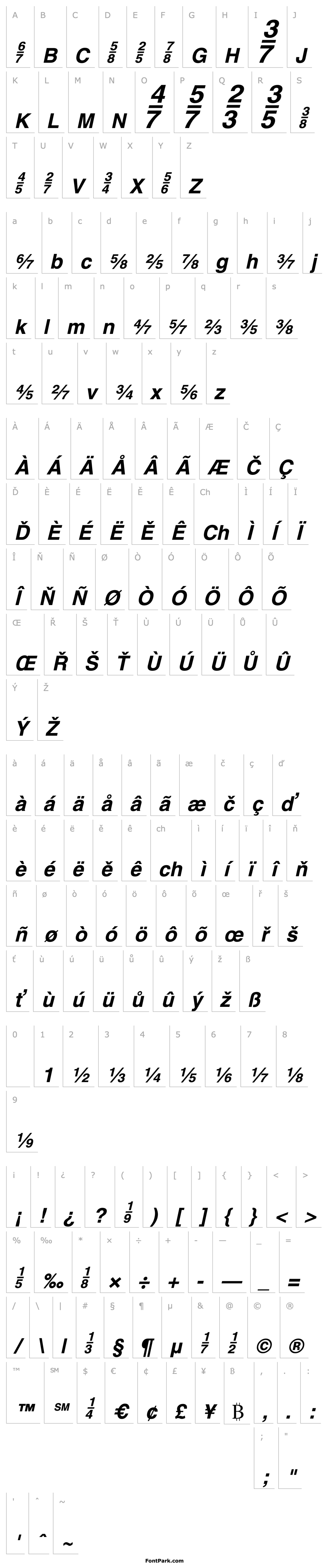 Přehled HeFractions BoldItalic