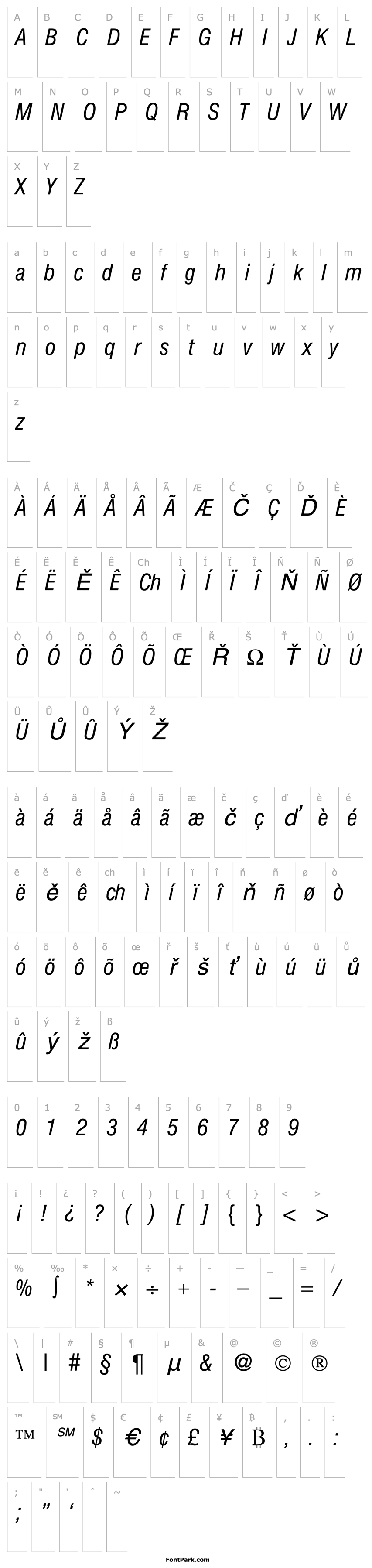 Overview HegelCondLight-RegularItalic