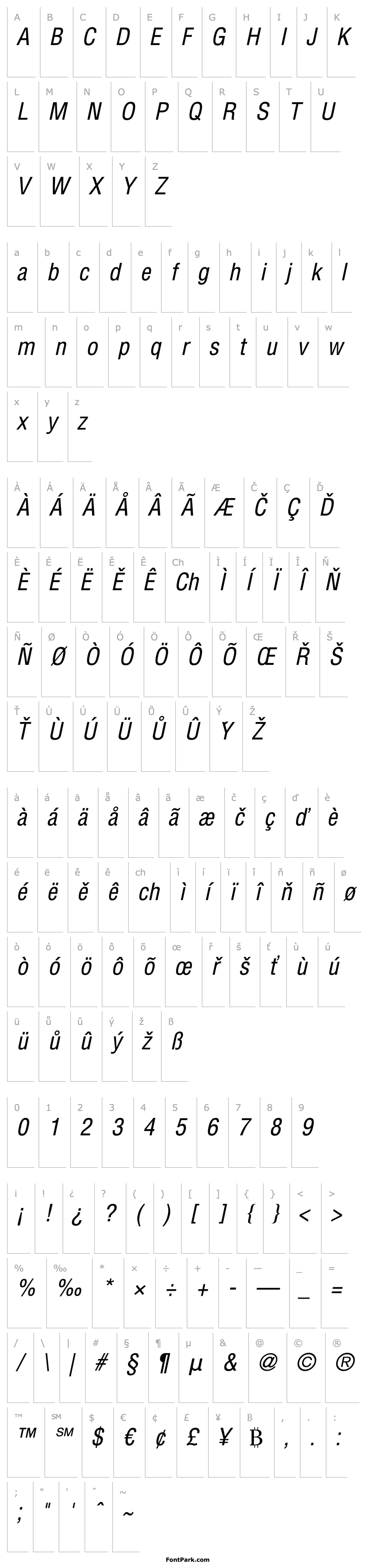 Overview Helvetica Condensed Italic