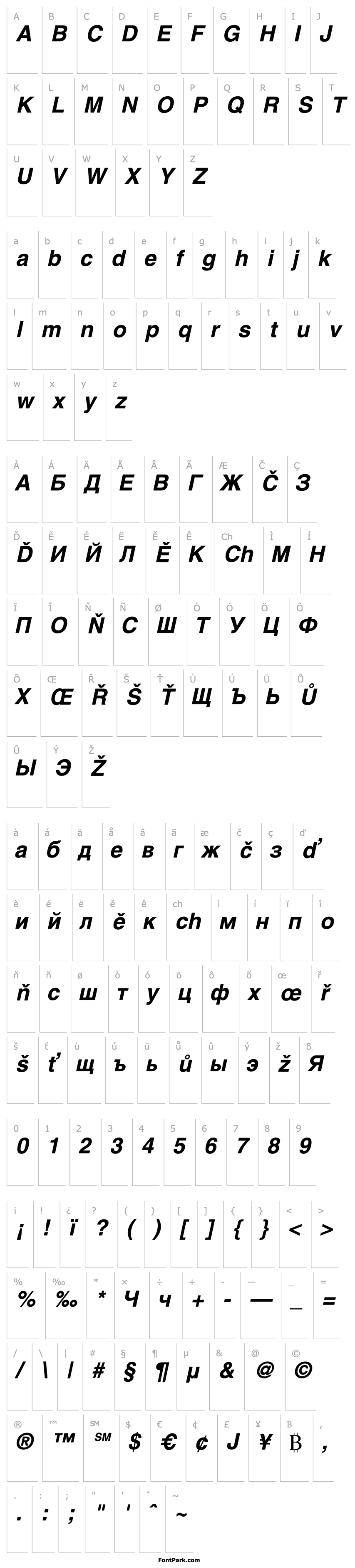 Overview Helvetica Cyrillic Bold Oblique