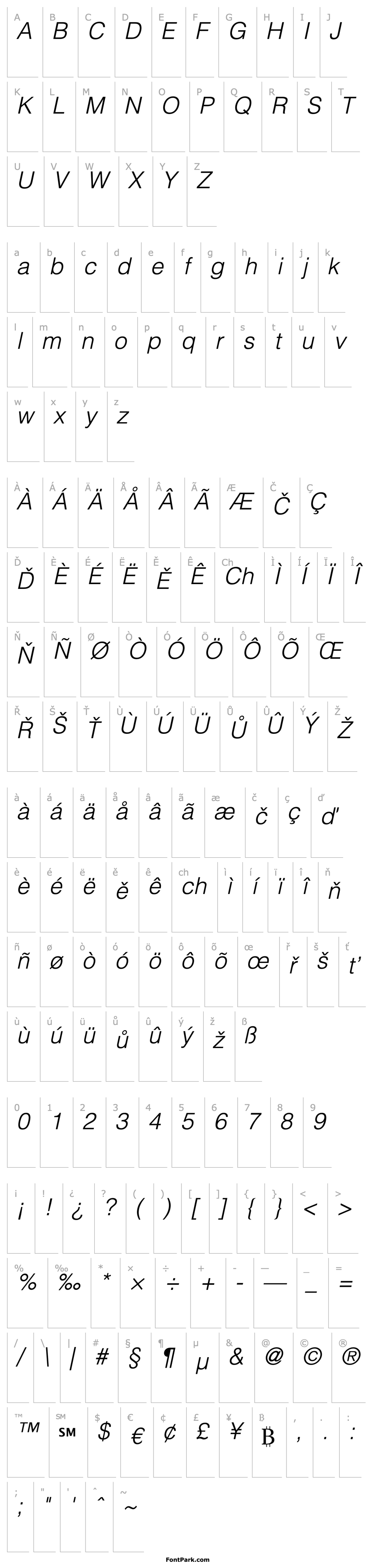 Overview Helvetica-Light Oblique