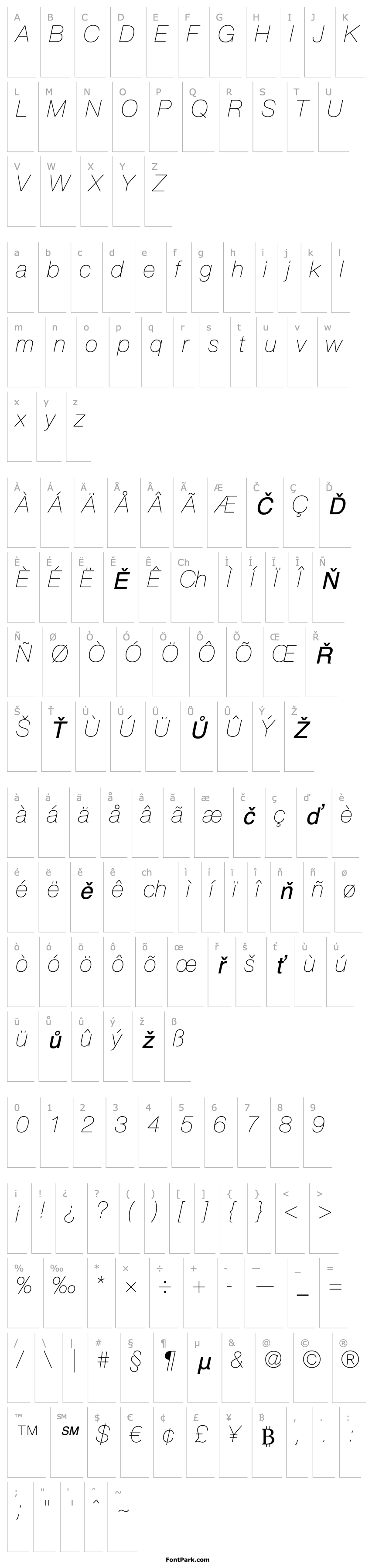 Overview Helvetica LT 26 Ultra Light Italic