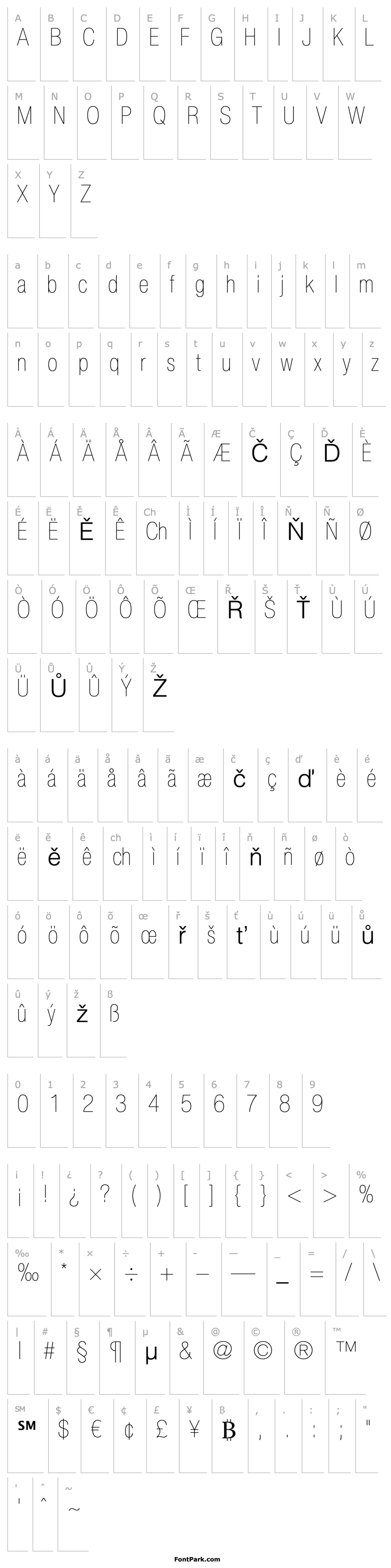 Přehled Helvetica LT 27 Ultra Light Condensed