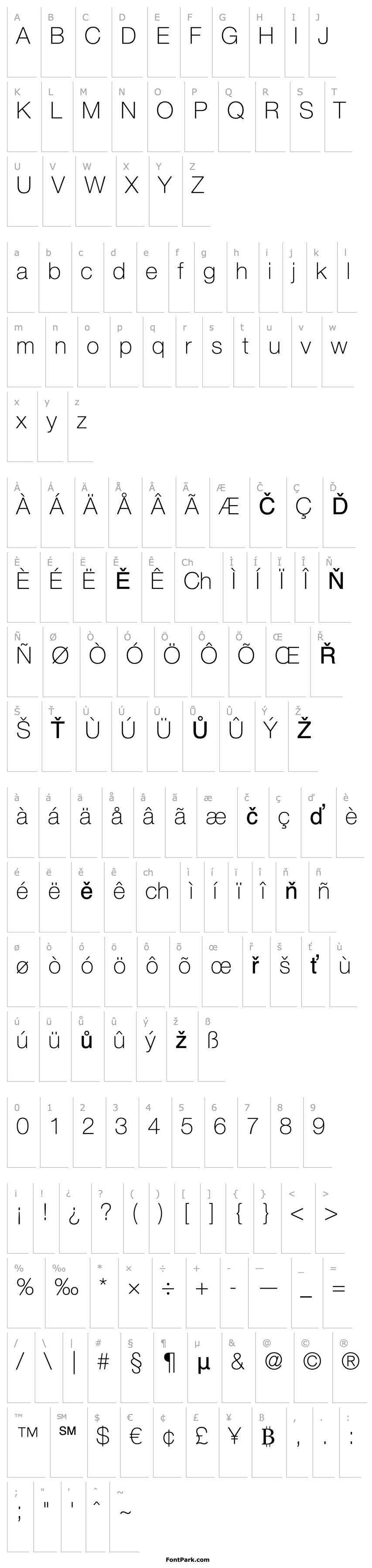 Přehled Helvetica LT 35 Thin