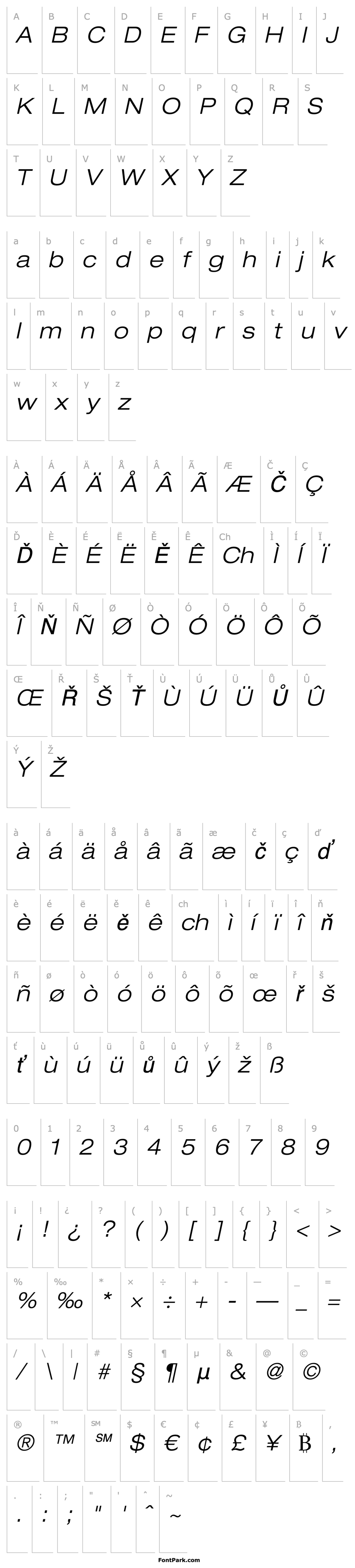 Overview Helvetica LT 43 Light Extended Oblique