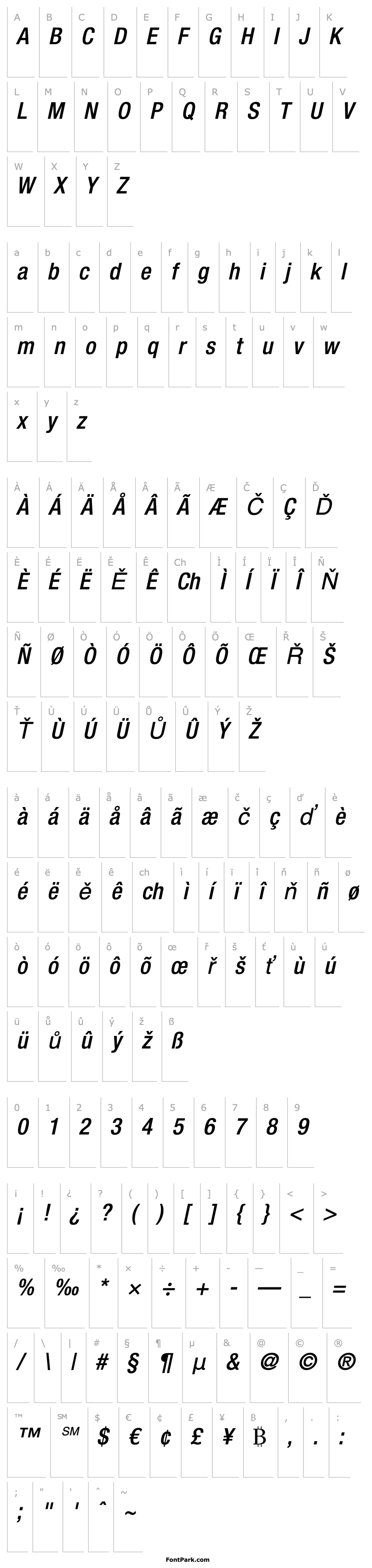 Overview Helvetica LT 67 Medium Condensed Oblique