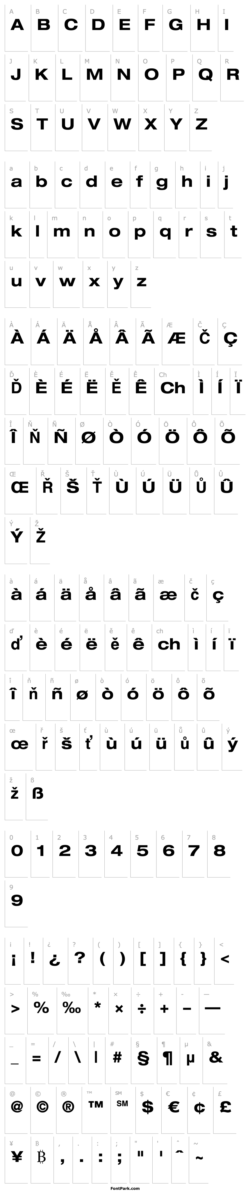 Přehled Helvetica LT 73 Bold Extended