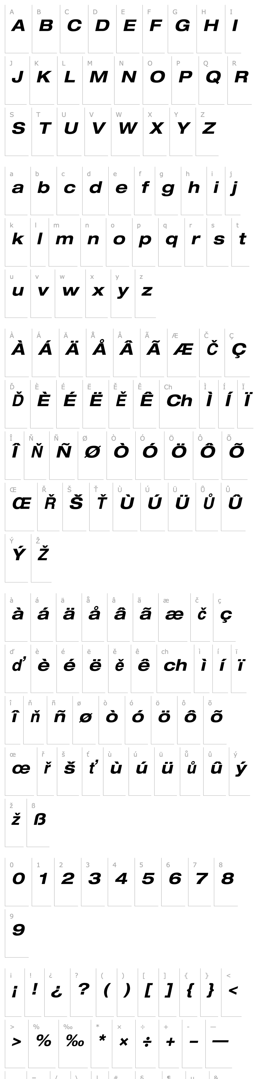 Overview Helvetica LT 73 Bold Extended Oblique