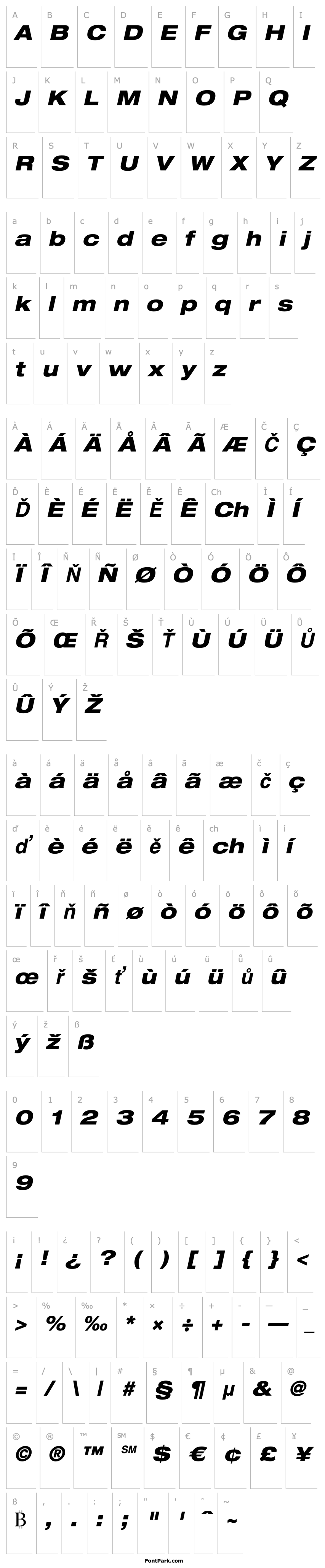 Overview Helvetica LT 83 Heavy Extended Oblique