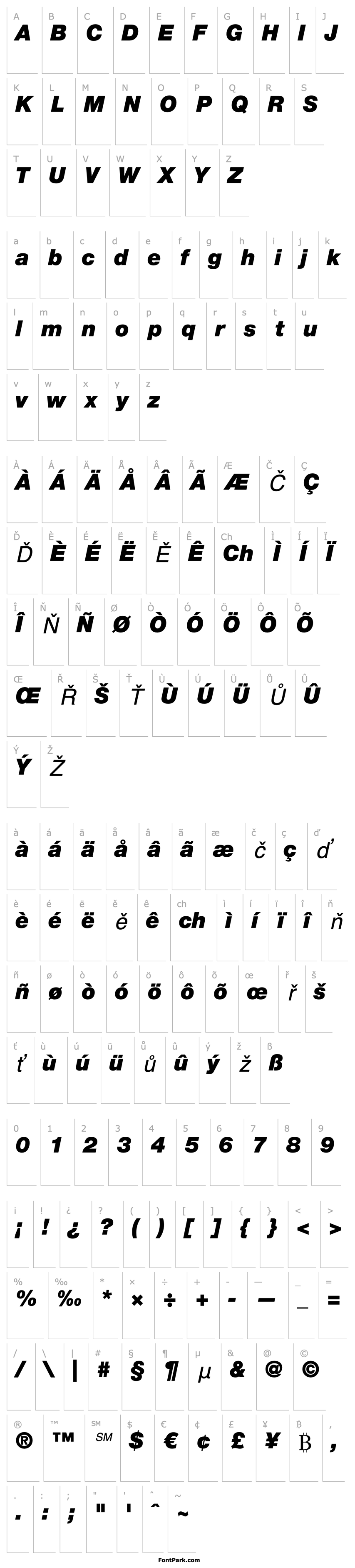 Overview Helvetica LT 96 Black Italic