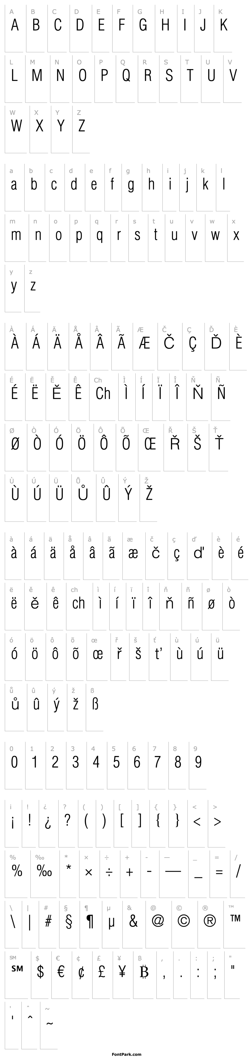 Overview Helvetica LT Condensed Light