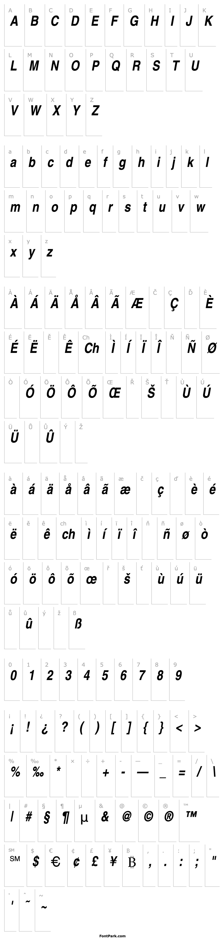 Overview Helvetica-Narrow-BoldOblique