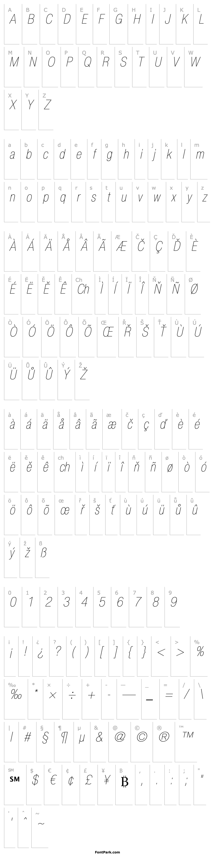 Overview Helvetica Neue LT Com 27 Ultra Light Condensed Oblique