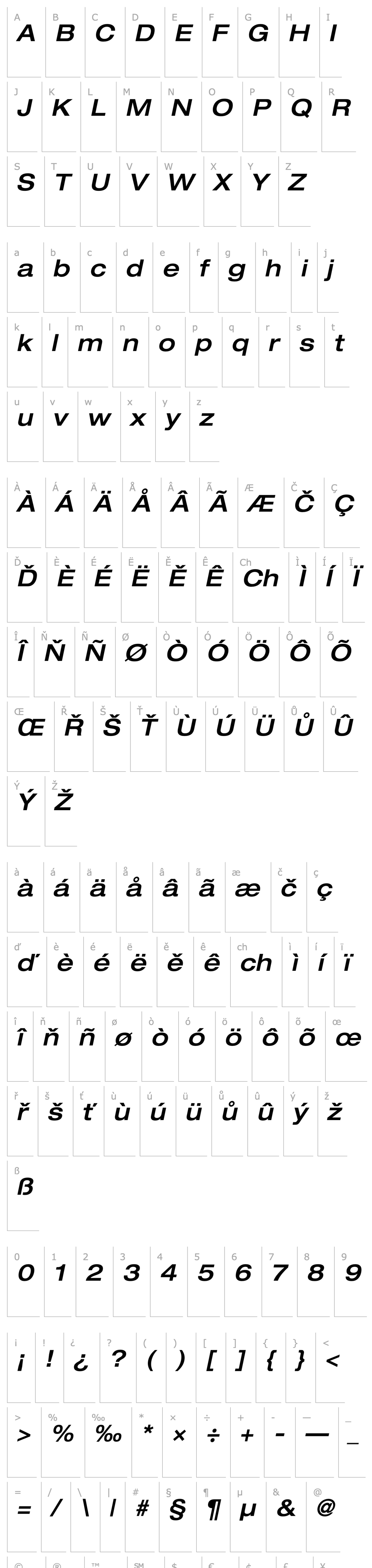 Přehled Helvetica Neue LT Com 63 Medium Extended Oblique